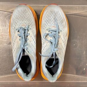 Hoka One One Women's Shoes in Sky Blue and Tangerine